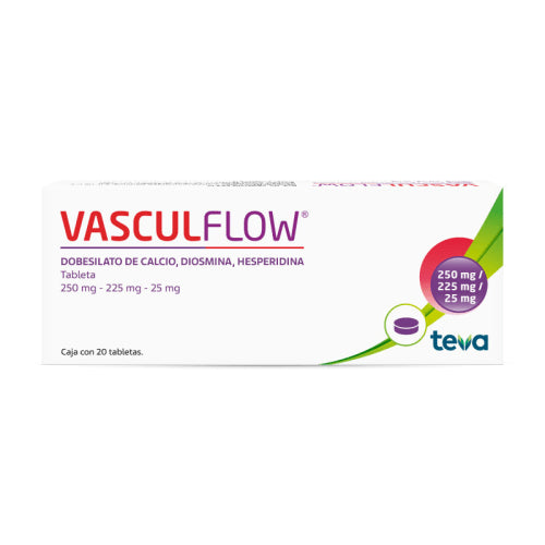 VASCULFLOW, 250 mg/225 mg/25 mg, C/20, Tabletas